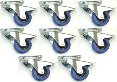 8 x 80 mm SL Möbelrollen m. Bremse Rollen Möbel Transportrollen Lenkrollen Gummi - Bild 1 von 4