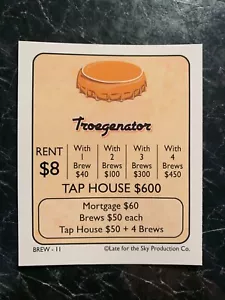 Monopoly BREWOPOLY Troegenator T ITLE DEED CARD Game Replacement Piece Part - Picture 1 of 3