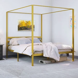 TAUS King Size Metal Four Poster Canopy Bed Frame 14" King Bed Frame Platform