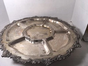 Goldfeder Silver Soldered Stud Silver Plated Lazy Susan Serving Platter 20" - Picture 1 of 9