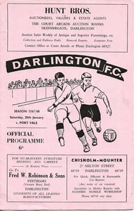 DARLINGTON v PORT VALE ~ 20 JANUARY 1967 ~ EXCELLENT CONDITION - Picture 1 of 1