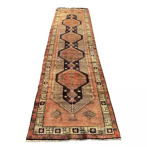 VINTAGE KAZAK RUG HAND MADE CAUCASIAN WOOL HALLWAY RUNNER CARPET 12'9" X 3'4" - Picture 1 of 12