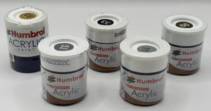 5 x Humbrol Acrylfarbe 14 ml 11, 33, 53, 86, 93 neu & versiegelt kostenloser Versand - Bild 1 von 2