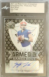 KYLE TRASK 1/1 LEAF ARMED & DANGEROUS PRE-PRODUCTION PROOF! TAMPA BAY BUCS #2 QB - Picture 1 of 2