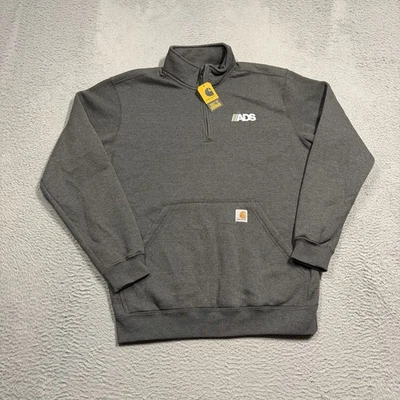 Carhartt Sweatshirt Men Medium Grey Loose Fit Midweight 1/4 Zip Mock Neck 105294 - Image 1 of 4