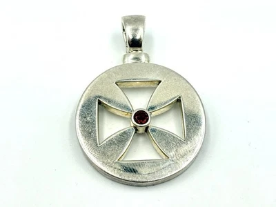 2010 KC Studio Kieselstein шнур из чистого серебра вырез крест гранат подвеска - Изображение 1 из 4