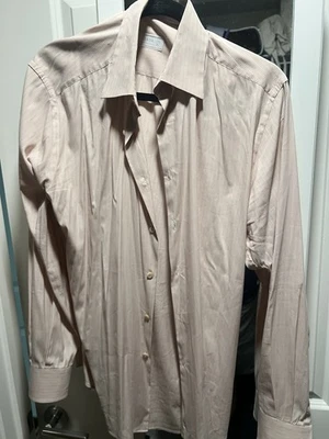 Camisa de vestir de diseñador a rayas azules hecha en Italia PRADA Milano 15,5/39 Foto 1 de 4