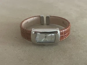 Vintage Etienne Aigner Stainless Steel Watch W/ Genuine Leather Cuff - Works! - Picture 1 of 18