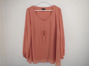 Chloe Rene Womens Blouse Size 2X Long Sleeve Pullover - Picture 1 of 13
