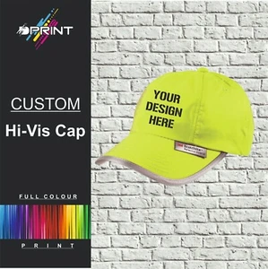 Personalised Custom Printed Hi-Vis Cap Adult Unisex Custom Printed - Picture 1 of 3