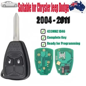 Complete Remote Transponder Key Fob for JEEP CHRYSLER DODGE 2004+ 433Mhz ID46 - Picture 1 of 4