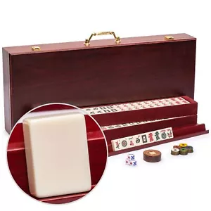 American Mahjong "Classic" 166-Tile Veneer Case Racks Complete Game US-AM001-G - Picture 1 of 8