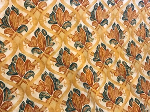 Tela Blendworth Vintage ""Foscot"" Mandarina y Algodón Dorado Nueva 128 cm x 1/2 metro - Imagen 1 de 4