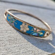 VTG Alpaca Mexico Cuff Bracelet Silver  Turquoise Abalone Inlay Mother Of Pearl 