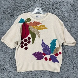 VTG Koret Fall Leaves Pullover Sweater Women's L Colorful Autumn 80's Funky - Picture 1 of 10