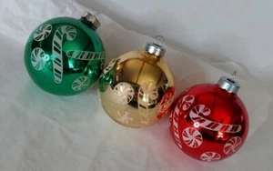 3 Glass Christmas Tree Ornaments Rauch Red Green Gold Candy Canes And Disc's Vtg - Picture 1 of 4