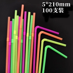 100/500/2000 pcs Trinkhalme Strohhalme mit Knick flexibel bunt gemischt 210x5mm - Bild 1 von 25
