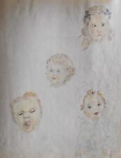 Christiane de Ville d'Avray (1931-2020) (34) - crayon - portraits d'enfants
