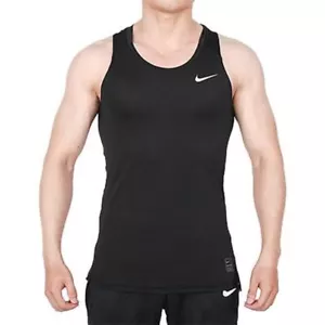 Nike Pro Men's Compression Tank Top Singlet Running Lifting Gym Fitness - Black - Picture 1 of 11