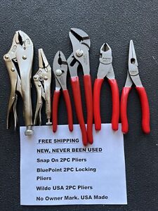 snap on pliers set blue point Wilde USA locking needle nose cutter 6PC
