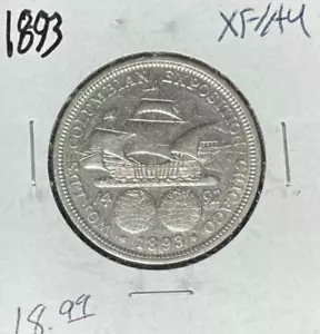 Medio dólar de plata conmemorativo EXPO 1893 ~ XF/AU ~BONITA MONEDA~ - Imagen 1 de 2