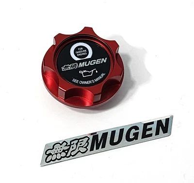 RED ENGINE OIL CAP MUGEN SIVER FOR HONDA CIVIC EK9 ACCORD & MUGEN POWER EMBLEM - Image 1 of 4