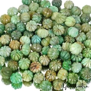 Emerald 2000 Ct Natural Brazilian Green Drilled Carved Melon Beads Lot 14-17mm - Picture 1 of 8