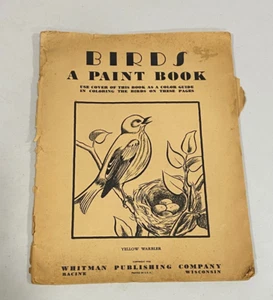 Vintage BIRDS Paint Book Whitman Publishing Company 1936 - Imagen 1 de 7