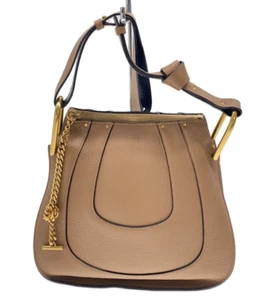 CHLOE Hayley Small Pebbled Leather Hobo Bag Shoulder Bag Camel Used - Foto 1 di 9