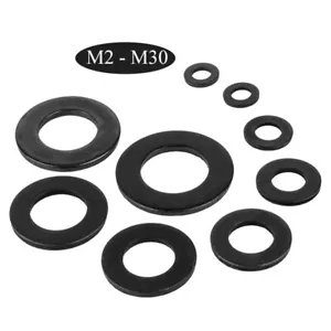 Round Flat Washer ID Metric M2 - M30 Black Carbon Steel Grade 8 DIN 9021 - Picture 1 of 10