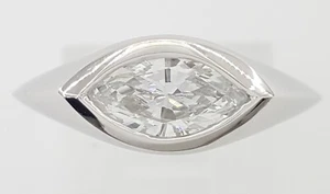 Marquise Diamond Sideway Solitaire Ring 0.63 ct Evil Eye Platinum Retail $3,995 - Picture 1 of 8