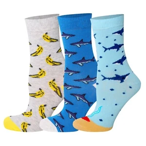 Mysocks Kinder 3 Paar mehrfarbige Krabbenmustersocken, lustige Designsocken - Bild 1 von 21