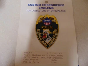 PATCH LAW ENFORCEMENT POLICE BEAUTIFUL MIAMI SPRINGS FLORIDA 3 INCHES - Picture 1 of 1