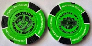 PATRIOT HARLEY-DAVIDSON Fairfax VA Signature Neon Green/Black Poker Chip - Picture 1 of 3