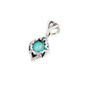 GENUINE NATURAL TURQUOISE 925 STERLING SILVER FINE JEWELRY CHARM PENDANT gs-006 - Picture 1 of 4