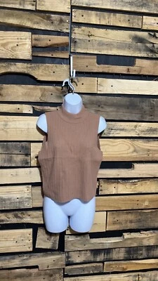 Express Ribbed Khaki Mockneck Sweater Vest Size Large - Image 1 of 4