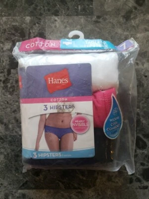 NIP Hanes Comfort Soft Womans Tagless PolyCotton Hipsters 7 L 40”-41" 3pk Pink - Image 1 of 3