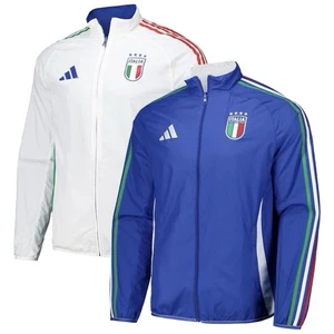 adidas Mens Italy FIGC Anthem Jacket Size L Blue White Reversible Soccer NWT$110 - Picture 1 of 16