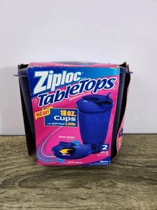 Ziploc Tischplatten Tassen Auslaufsicher Deckel 18 Unzen Getränk Auslauf & Strohhalm Halter 2er Pack - Bild 1 von 5