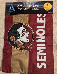New Seminole Collegiate Team Flag 12.5 X 18 Inches  Two Sided In Original Pkg - Picture 1 of 3