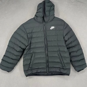 Chaqueta Nike Para Hombre Grande Negra Puffer Cortavientos Capucha Cremallera Invierno - Imagen 1 de 15