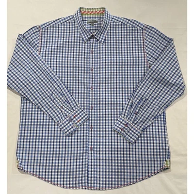 Johnston & Murphy Men's Shirt Blue & White Check Slim Fit Long Sleeve XXL (012) - Image 1 of 4