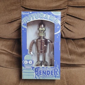 Rare 8" Futurama Bender Bright 'N Shiny Tin Wind-Up Robot Toy (2001) W/ Cigar - Picture 1 of 6