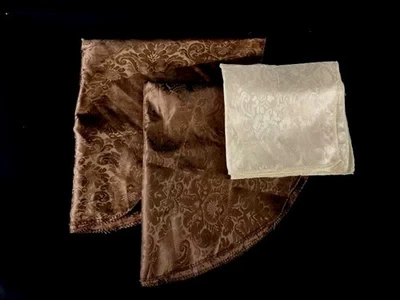 Lot of 3 Dollar Tree Brown Floral Tablecloths & Runner - Sateen Polyester - Image 1 of 4