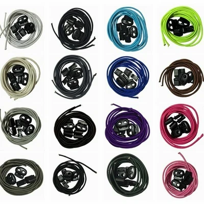 Lacci elastici senza lacci/lacci per scarpe lucchetto lacci per scarpe stringhe rotonde 20 colori - Immagine 1 di 4