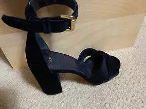 New! MAJE Navy Blue VELVET Strappy Ankle Platform High Heels 37, US sz 7 or 6.5 - Picture 1 of 12