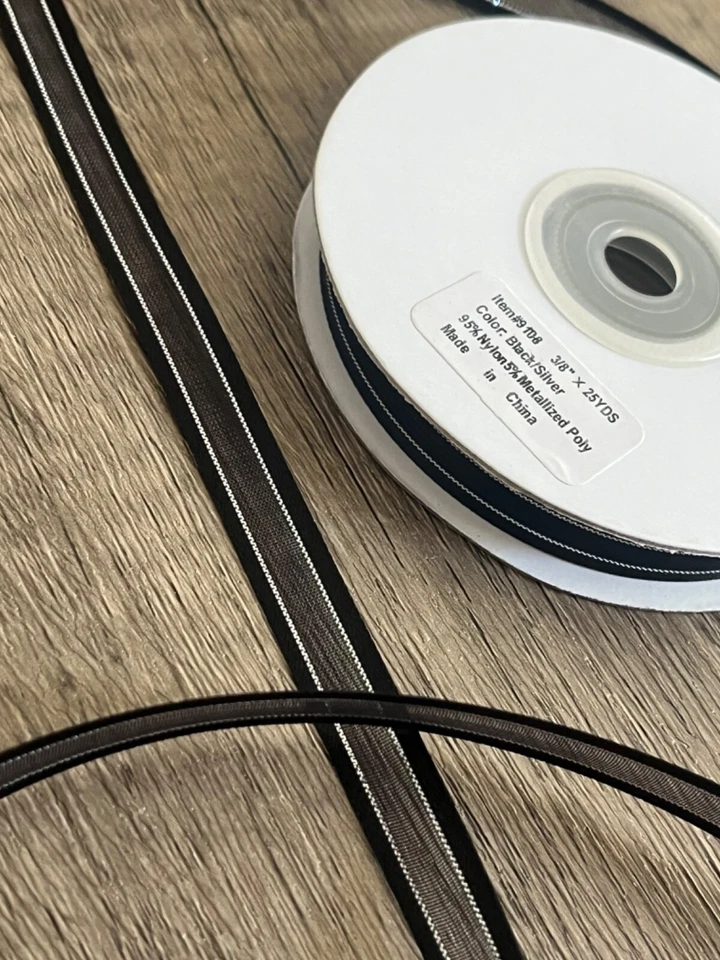 3/8" Satin & Metallic Gold Silver Edge Organza Sheer Ribbon Assorted Spool 25 yd - Image 1 of 1