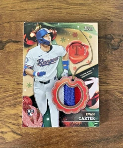 2024 Topps Holiday Mega Box - Evan Carter Relic Red Glitter Parallel # 01/10 - Picture 1 of 2