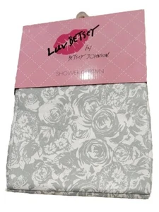Betsey Johnson Contemporary Flowers Grey White Shower Curtain NWT - Picture 1 of 3
