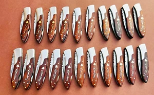 Lot of 20 PCS Damascus handmade Back Lock Folding Pocket knife camping Hunting - Picture 1 of 8